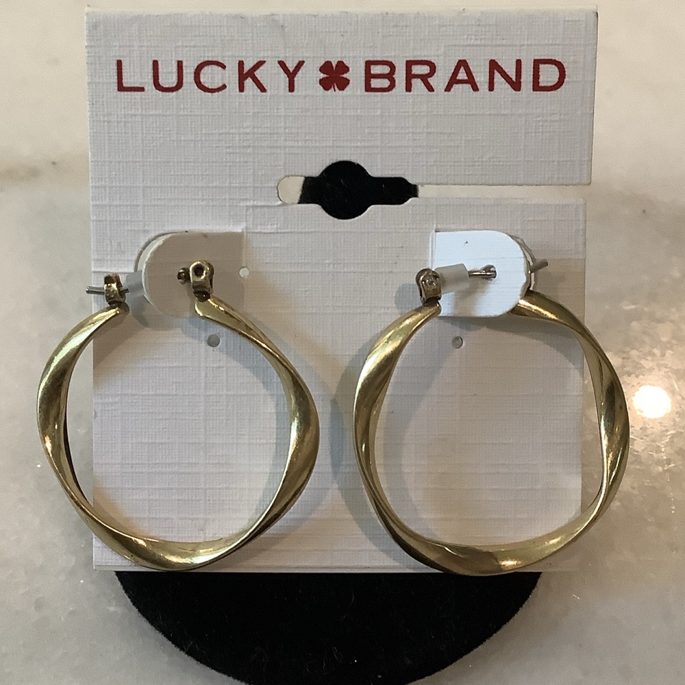 Lucky Brand Gold Twisted Hoop Earrings, Brand New